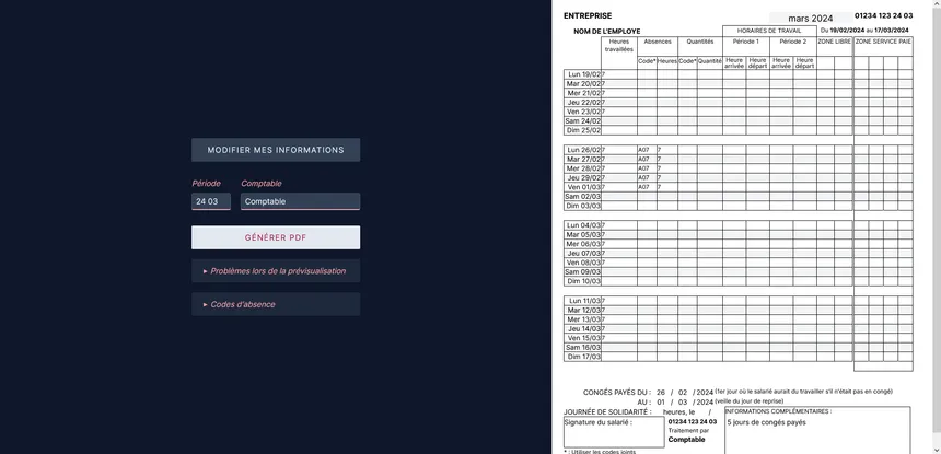 Attendance Sheet software screenshot