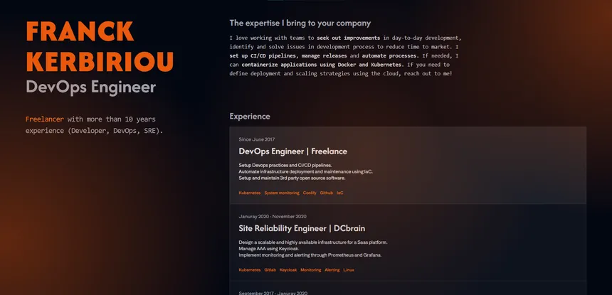 Franck Kerbiriou website screenshot