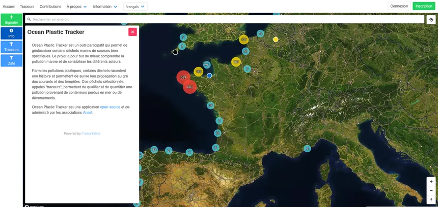 Ocean Plastic Tracker software screenshot
